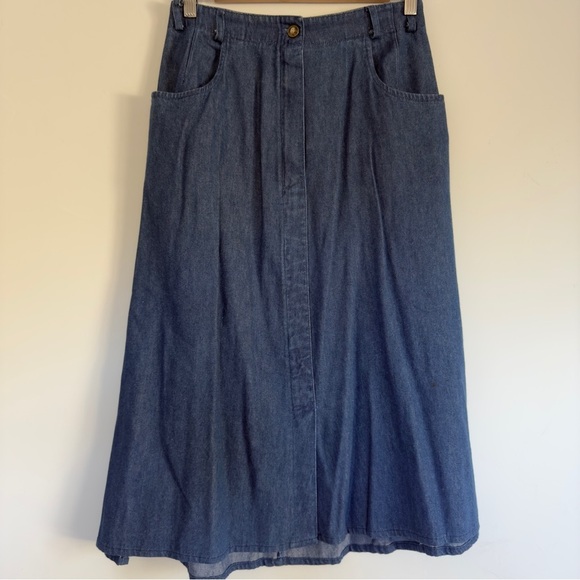 Vintage Koret City Blues A-line button up high waist denim skirt Size: 10 - Picture 1 of 3